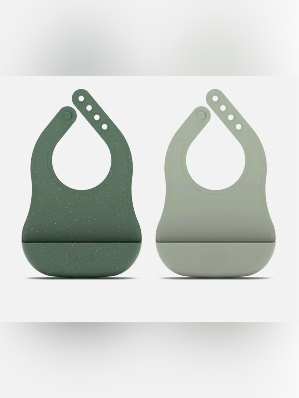 Lalo Silicone 2 Baby Bib with Crumb Catcher - Sage EUC